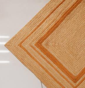 Tapis en jute rustique fait main de style bohème avec bordure blanche, tapis naturel tressé - Product Image 3