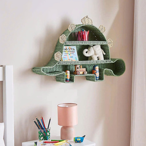 Étagère murale en papier artisanal adorable en forme de dinosaure, double niveau, écologique, organisateur de jouets pour enfants, forme d'animal mignon, à suspendre au mur - Product Image 4