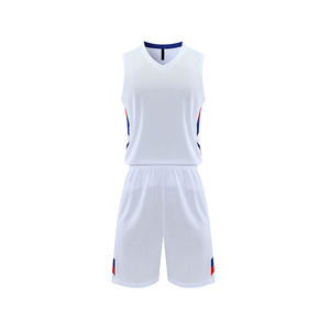 Ensemble de maillots de basket-ball personnalisés sans manches, blanc, rouge, bleu, impression par sublimation, polyester respirant, vêtements d'équipe, adulte unisexe - Product Image 5