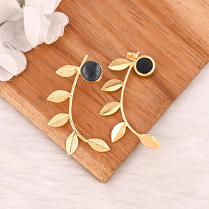 Elegant <b>Gold</b> Plated Ink Blue Hydro Gemstone Brass <b>Earring</b> Handmade Fashion Jewelry for Women Gift - Product Image 5