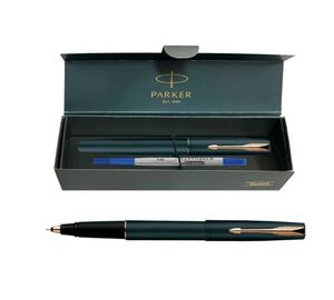 ปากกาโรลเลอร์บอล Parker Frontier รุ่นขอบสีทอง หมึกสีน้ำเงิน ผิวด้านสีดำ ตัวด้ามสีดำ คุณภาพพรีเมียม เขียนลื่น ออกแบบมาเพื่อ - Product Image 1
