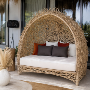 ARTERRA Modern Outdoor Teak Branch Canopy Daybed Luxury Sun <b>Lounger</b> <b>Cushion</b> Swimming Pool Patio Resort Hotel Villa Garden UV - Product Image 2