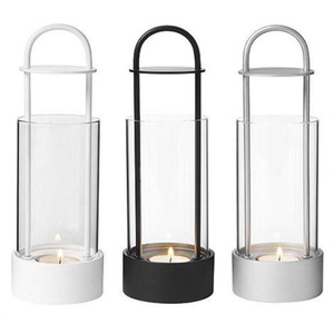 Porte-bougies en verre et métal, bougeoirs résistants à la chaleur pour la décoration intérieure, support de bougies pour table à manger - Product Image 5