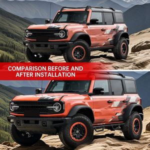 2021-2024 Ford Bronco 4 puertas antideslizante Drop Rock Sliders Barras de paso Estribos Compatible Escaleras laterales Color negro Correr - Product Image 2