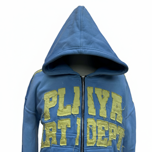 Sudadera con capucha y cremallera de diseño personalizado para hombre, fabricada por un fabricante profesional, con logo aplicado con efecto desgastado, 100% algodón, forro polar. - Product Image 4