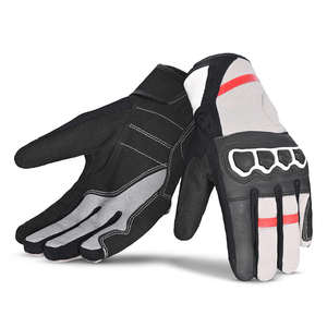 Nouveaux gants de moto en cuir unisexes toutes saisons Alpha Racing avec fermeture auto-agrippante, antidérapants, imperméables, compatibles écran tactile, doigts entiers - Product Image 1