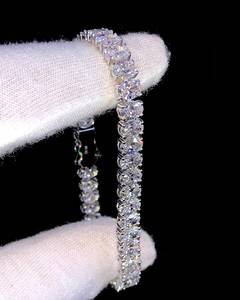 Moissanite Tennis <b>Bracelet</b> Brilliant Cut VVS Gold Plated <b>Silver</b> Anniversary Gift Her Dainty Claw Setting Trendy Wedding - Product Image 3