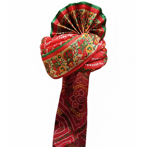 ผ้าโพกหัวราชาจักรพรรดิ์ราชสถานสีแดงแบบดั้งเดิม งานฝีมือทำมือแบบมารวารี ซาฟา สำหรับเจ้าบ่าวในงานแต่งงาน ผ้าโพกหัวแบบอินเดียสำหรับงานแต่งงาน - Product Image 4