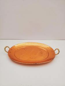 Plateau de service en cuivre au design martelé simple, idéal pour le petit-déjeuner, le thé, les collations et les réunions de famille. - Product Image 4