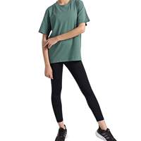 Kaos Wanita Oversize Longgar Lengan Pendek Kerah Bulat Atasan Kasual Gym Fitness Workout Lari Nyaman Activewear Tee