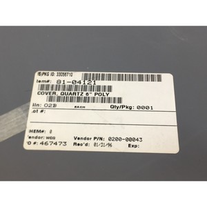 AMAT 0200-00043 QUARTZ, COVER 6", POLY .40 - อุปกรณ์และอะไหล่เซมิคอนดักเตอร์ระดับโลกที่เชื่อถือได้ - Product Image 6