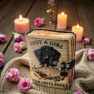 Solo una Chica que Ama los Libros, Diario de Tapa Dura Libre de Ácido, Impresión Digital, Cubierta de Tela, Encuadernación Cosida, Cuaderno de Regalo - Product Image 3