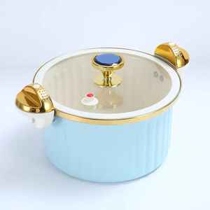Cocotte en fonte émaillée blanche avec couvercle et bouton en bois, pot à frire, rétention de chaleur, ustensile de cuisine - Product Image 5