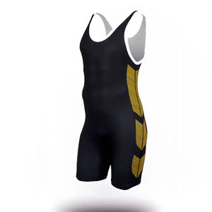 Traje de Lucha Libre Profesional Personalizado al por Mayor, Sublimado, Transpirable, de Spandex/Poliéster, para Adultos, con Diseño de Bloques de Color - Product Image 1