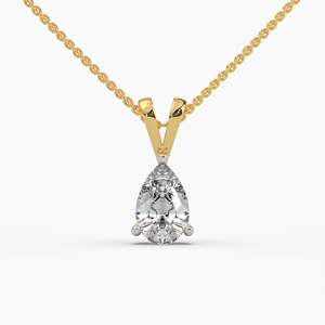 Collier pendentif solitaire en diamant de laboratoire taille poire en or jaune 14 carats, pendentif diamant goutte d'eau, bijou élégant, cadeau - Product Image 1