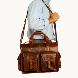 Sac de bureau en cuir véritable pour homme avec logo personnalisé, sac à main imperméable, sac à bandoulière, mallette d'affaires – Vente en gros - Product Image 6