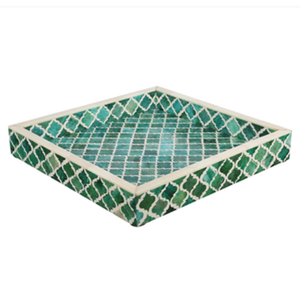 Bandejas de madera con incrustaciones de hueso hechas a mano, bandeja de servir india con incrustaciones de hueso negro, bandeja de servir para restaurante, hecha a mano. - Product Image 2