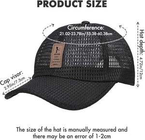 Gorra Trucker de 6 Paneles Ajustable, Estilo Vintage Lavado, Malla Transpirable, Cierre a Presión, Gorra Deportiva para Hombre, Unisex, Malla Negra - Product Image 1
