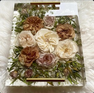 Bandeja de Servir de Resina Hecha a Mano, Duradera y Más Vendida, con Diseño Floral Pintado a Mano, Diseño Cuadrado Tradicional, para Comida, Té, Café, Bodas - Product Image 4