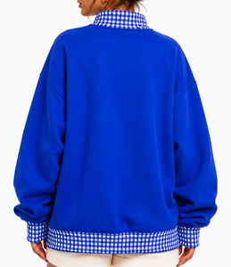 Sweat-shirt décontracté surdimensionné en molleton 100 % coton à col roulé pour femme THETE, personnalisable (ODM), style universitaire et streetwear, avec motif sur le devant - Product Image 3