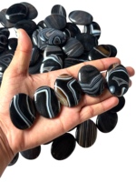 Cabochon ovale en agate noire naturelle de haute qualité, pierre polie pour la fabrication de bijoux, la décoration intérieure, la méditation et la pierre de méditation anti-stress