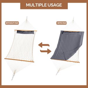 Hamac double avec support, hamac en coton robuste et réglable pour patio, cour, jardin - Product Image 5
