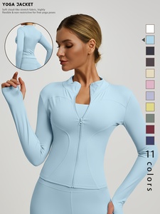 Veste de sport athlétique légère et respirante pour femme, en coton doux, extensible dans les quatre sens, zippée, coupe ajustée, sans coutures, grandes tailles - Product Image 5