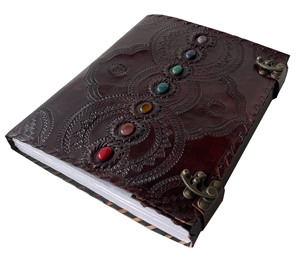 Genuine Leather A6 Sewing Seven Chakra Medieval Stone Embossed Handmade Journal Sketch <b>Book</b> Office Diary College <b>Note</b> <b>Book</b> - Product Image 1