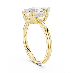 Bague de fiançailles taille marquise en or jaune 18 carats avec diamant, bague en or blanc 14 carats, bijoux fins pour femme, bague halo pour anniversaire et mariage, taille 7 - Product Image 5