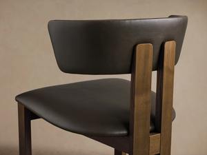 Chaise de salle à manger en teck massif de qualité supérieure avec coussin en cuir – Mobilier moderne pour restaurant et café en intérieur - Product Image 3