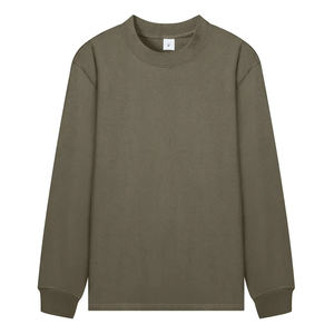 T-shirt à manches longues en coton 100% de 260 grammes, col montant, style streetwear, coupe ample unisexe, anti-UV, avec logo personnalisé - Product Image 3