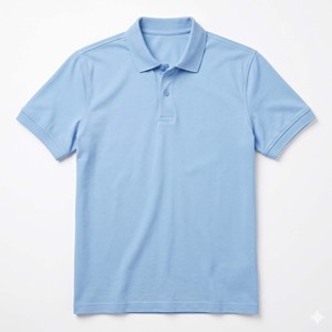 เสื้อโปโลผู้ชายคุณภาพสูงขายส่ง ผ้าเจอร์ซีย์คอตตอน 100% แขนสั้น สีฟ้าอ่อน เรียบง่าย สวมใส่สบาย - Product Image 1