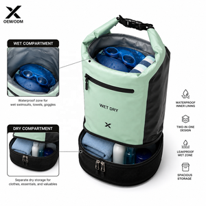 Custom Waterproof Swim Wet Dry Kit Bag Roll <b>Top</b> Dry Bag with Wet Dry Compartment 500D <b>PVC</b> Waterproof Swimming Beach Gym Travel - Product Image 2