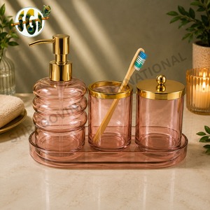 <b>Bathroom</b> <b>Accessory</b> <b>Set</b> made from glass Bath <b>Accessories</b> Soap Dispenser Tumbler and Soap Dish - Product Image 3
