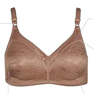Sujetador sin Varillas para Mujer, Copa Completa, con Encaje Floral, Tirantes Ajustables en Y, Material Spandex/Algodón - Product Image 5
