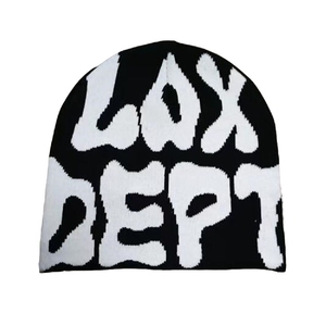 INDEX SPORTSWEAR Beanie Jacquard Knit Winter Hat Unisex Street Style Letter Pattern Pink Black White 56-58CM Adult - Product Image 2