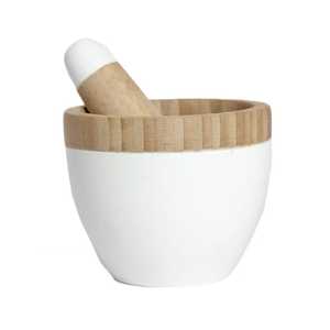 Skies Trader Natural Eco Friendly Bamboo Mortar and Pestle Set with Lid and Spoon Wooden Spice <b>Herb</b> <b>Grinder</b> Garlic Crusher - Product Image 5