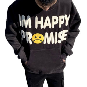 <span class=keywords><strong>Felpa</strong></span> con Cappuccio Personalizzata <span class=keywords><strong>Nera</strong></span> Regular Fit Happy Promise in Cotone Premium Felpato Ecologico e Traspirante - Product Image 3