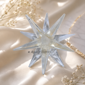 Cristal de Cuarzo Tallado en Forma de Estrella de 20 Puntas, Amuleto de Amor Feng Shui, Obra de Arte Coleccionable Navideña - Product Image 1