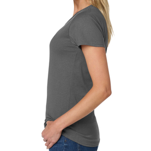 T-shirt décontracté à col en V pour femme, en mélange de coton doux et léger, idéal pour l'été et le quotidien, personnalisable, imprimé, mode, OEM ODM, vêtements en gros - Product Image 5