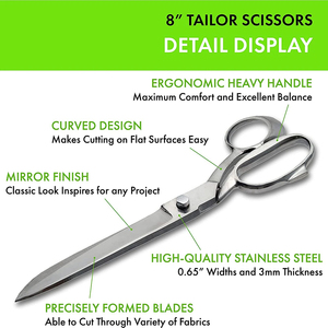 Tijeras de Costura de Acero Inoxidable Alemanas, Tijeras de Sastrería de Acero Inoxidable con Acabado Satinado, Tijeras Domésticas - Product Image 5
