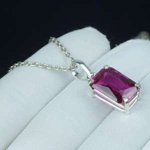 Colgante de zafiro rosa natural, plata de ley 925, collar de cristal curativo hecho a mano, regalo para novia - Product Image 2