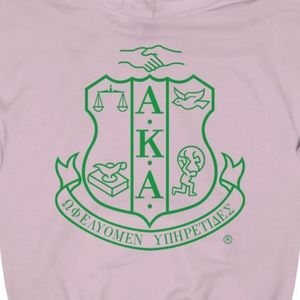 Sudadera con Capucha Rosa Claro AKA con Estampado de Escudo Verde, Sudadera de Forro Polar Unisex para Hermandades Griegas, OEM ODM - Product Image 5