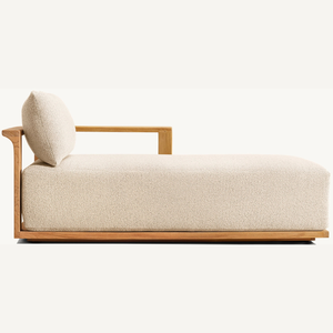 Tumbona más vendida hecha de madera de teca duradera con espuma suave para relajarse junto a la piscina con comodidad - Product Image 2