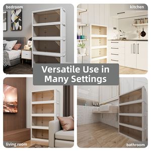 Set di 4 Contenitori di Stoccaggio in Plastica Trasparente 573QT, Larghezza 35.4, Organizzatori Pieghevoli per Armadi, Contenitori Impilabili per Organizzazione - Product Image 3