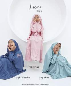 ABAYA PARA NIÑAS DE TELA DE RAYÓN TULIANO TRANSPIRABLE, LIGERA, CASUAL, CON VOLANTES Y CIERRE DE CREMALLERA, VENTA GLOBAL ODM - Product Image 1