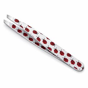Pince à cils rose de haute qualité avec breloques fraise et cerise, en acier inoxydable de précision, pointe lisse, Morje, pour application chirurgicale des cils, 10 mm - Product Image 2