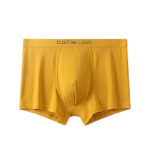 Calzoncillos bóxer para hombre, de color sólido, sin costuras, de punto, de tiro medio, con cintura personalizada con logo, transpirables, ropa interior informal para hombre - Product Image 2