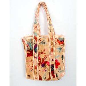 Handmade Quilted Velvet <b>Small</b> Tote Bag Floral Cotton Shoulder Handbag Striped <b>Shopping</b> Carry All for Daily Travel - Product Image 1