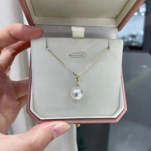 Collar Minimalista Decorativo con Colgante de Perla Edison de Agua Dulce de 10-11 mm, Cadena de Clavícula de Plata S925 con Circonita Geométrica - Product Image 4